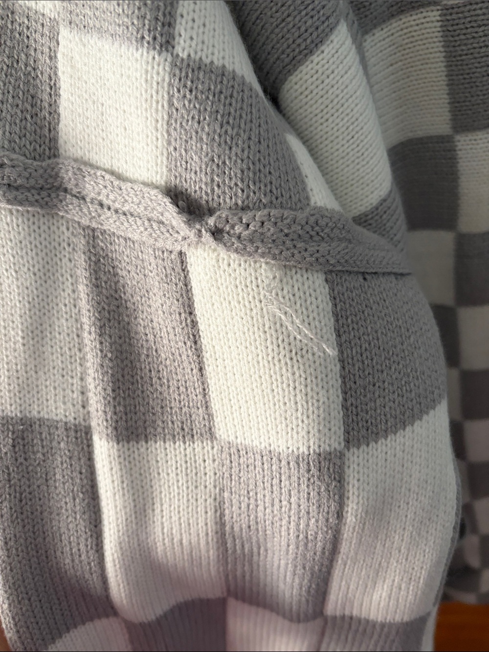 NWT Blakeley Gray & Cream Checker Knit Open-Front Cardigan - one size - Picture 4 of 7